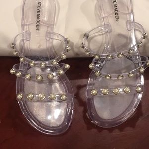 Steve Madden clear plastic slides